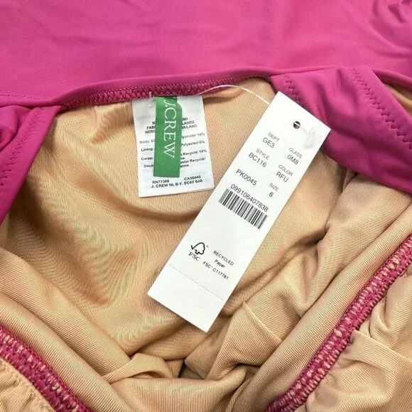 J. Crew Ruched V-Neck One‎ Piece Swimsuit Size 6 Pink BC116 Full Coverage Bottom - Picture 10 of 13